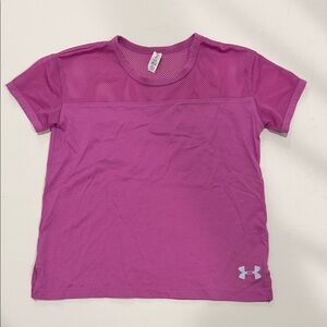 Under Armour Girls' Magenta Short Sleeve Mesh Yoke Tee